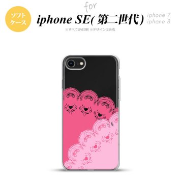 iPhoneSE 2 第二世代 iPhone8&iPhone7 共用 スマホケース 背面カバー ソフトケース レース B ピンク おしゃれ かわいい かっこいい メンズ レディース nk-ise2-tp727