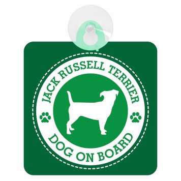 セーフティサイン DOG ON BOARD Jack Russell Terrier ジャックラッセルテリア グリーン 安全運転 車内用 吸盤タイプ 煽り運転対策 収れん火災防止タイプ 安全対策 カーサイン 吸盤 肉球マーク