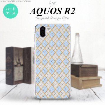 AQUOS R2 アクオス アール2 SH-03K SHV42 専用 スマホケース カバー ハードケース アーガイル クリア×青 nk-r2-1414[スマホ,スマホケース,スマホカバー,ケース,カバー,ジャケット]