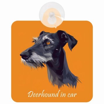 Deerhound ディアハウンド Bタイプ 車 窓ガラス 吸盤タイプ 犬 かっこいい おしゃれ イラスト付 DOG IN CAR ドッグインカー ドッグオンボード 安全対策 セーフティサイン デコ 外出 ドライブ カーサイン 吸盤