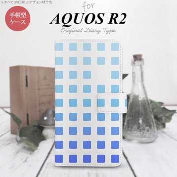 SH-03K/SHV42/706SH AQUOS R2 手帳型スマホケース カバー スクエア ドット 青  nk-004s-r2-dr1366