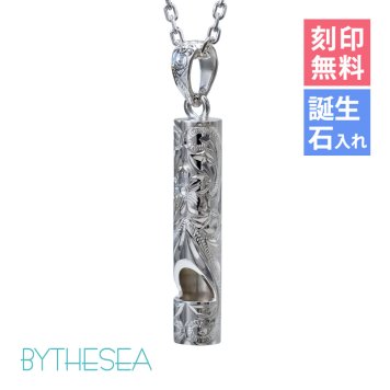 ハワイアンジュエリー ネックレス シルバー ネックレス 刻印 無料 誕生石入れ可 ホイッスル 笛 本当に鳴る ロジウムコーティング シルバー925 ギフトラッピング可能 チェーン 長さ選べる プレゼント ハロウィン 【品番：CG-SP317】