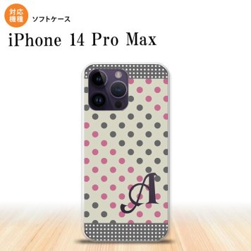 iPhone14 ProMax iPhone14 Pro Max スマホケース 背面ケースソフトケース ドット 水玉 C グレー ピンク +アルファベット 2022年 9月発売 nk-i14pm-tp1649i