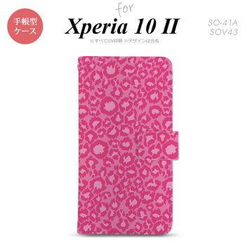 Xperia10 II 手帳型 スマホケース 全面印刷 おしゃれ ストラップホール有り 豹柄 ピンク nk-004s-xp102-dr892
