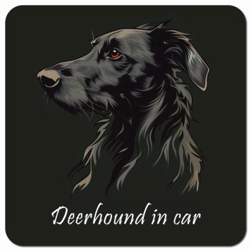 イラスト付 Dog in Car ディアハウンド Aタイプ カーサイン 車 マグネットステッカー 犬 マグネット 強力 13x13cm 正方形 おしゃれ かわいい ドラレコステッカー 安全対策 危険運転 煽り運転 アニマル 動物 犬種別 屋外 防水 屋内
