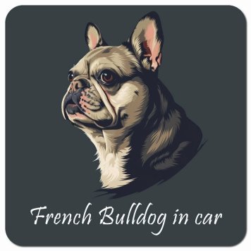 イラスト付 Dog in Car フレンチブルドッグ Bタイプ カーサイン 車 マグネットステッカー 犬 マグネット 強力 13x13cm 正方形 おしゃれ かわいい ドラレコステッカー 安全対策 危険運転 煽り運転 アニマル 動物 犬種別 屋外 防水 屋内