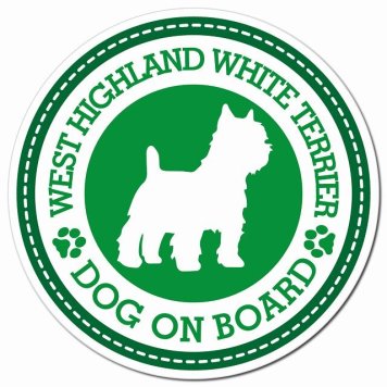WEST HIGHLAND WHITE TERRIER ウエストハイランドホワイトテリア グリーン 肉球 カーサイン 車 マグネットステッカー 犬 マグネット 強力 直径13cm 丸型 おしゃれ かわいい ドラレコステッカー 安全対策 危険運転 煽り運転 アニマル 動物 犬種別 屋外 防水 屋内 肉球マーク
