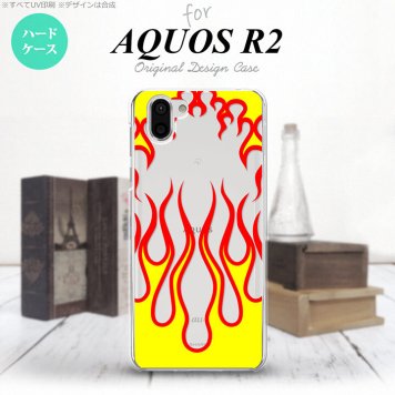 AQUOS R2 アクオス アール2 SH-03K SHV42 専用 スマホケース カバー ハードケース ファイヤー 抜き×黄 nk-r2-1311[スマホ,スマホケース,スマホカバー,ケース,カバー,ジャケット]