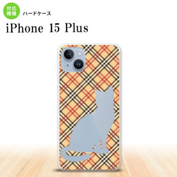 iPhone15 plus iPhone15 plus スマホケース 背面ケース ハードケース 猫 チェック A 赤 茶 2023年 9月発売 nk-i15pl-953