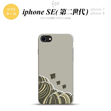 iPhoneSE 2 第二世代 iPhone8&iPhone7 共用 スマホケース 背面カバー ソフトケース 波鳥 グレー おしゃれ かわいい かっこいい メンズ レディース nk-ise2-tp1734