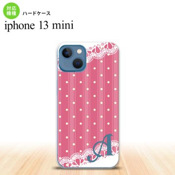 iPhone13mini iPhone13 mini ケース ハードケース ドット レース C ピンク +アルファベット  nk-i13m-1611i