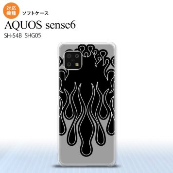 SH-54B SHG05 AQUOS sense6 スマホケース ソフトケース ファイヤー 炎 黒 黒 メンズ レディース nk-sens6-tp1302