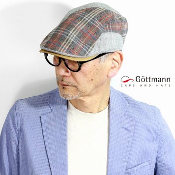 帽子 ハンチング 父の日 ギフト ハンチング帽 大きいサイズ メンズ 春夏 ゴットマン チェック柄 切替え 60cm 61cm ブラウンレッド 男性 誕生日 プレゼント ギフト包装 ラッピング