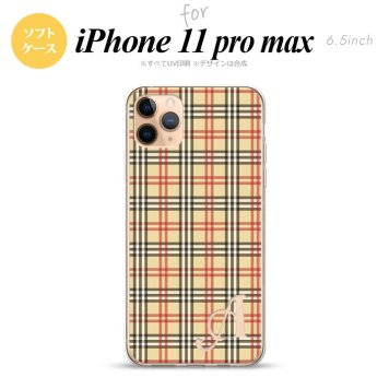 iPhone11ProMax iPhone11pro max スマホケース ソフトケース チェック B ベージュ 赤 +アルファベット メンズ レディース nk-i11pm-tp446i