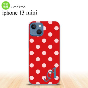 iPhone13mini iPhone13 mini ケース ハードケース ドット 水玉 B 赤 +アルファベット  nk-i13m-838i