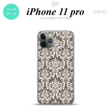 iPhone11Pro iPhone11 Pro スマホケース ハードケース ダマスク A 茶 白 メンズ レディース nk-i11p-457