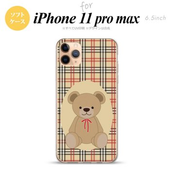 iPhone11ProMax iPhone11pro max スマホケース ソフトケース くま チェック 茶 赤 メンズ レディース nk-i11pm-tp752