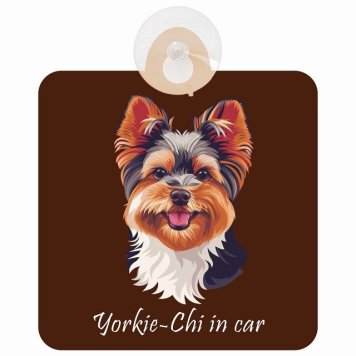 Yorkie-Chi ヨーチー Aタイプ 車 窓ガラス 吸盤タイプ 犬 かっこいい おしゃれ イラスト付 DOG IN CAR ドッグインカー ドッグオンボード 安全対策 セーフティサイン デコ 外出 ドライブ カーサイン 吸盤