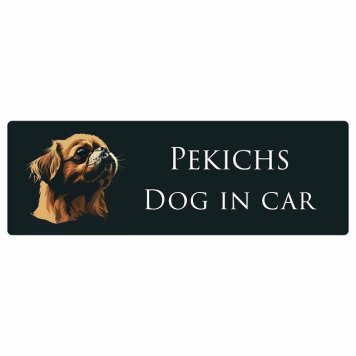 ドッグ カーステッカー イラスト付 Dog in Car ペキックス Bタイプ セーフティサイン 犬種別 長方形 15x5cm シール リア あおり運転対策 Dog Sticker 屋外 屋内 防水 かわいい おしゃれ 安全対策 カーサイン