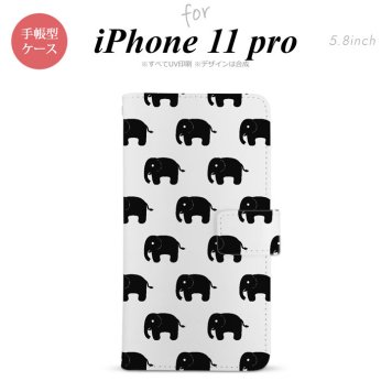 iPhone11Pro iPhone11 Pro 手帳型スマホケース カバー ゾウ 白  nk-004s-i11p-dr775