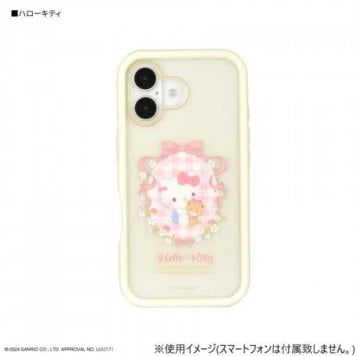 iPhone16 ケース ハローキティ プランプフレーム ハイブリッド カバー サンリオ キティちゃん キャラクター 耐衝撃 スマホケース クリア マット加工 ストラップホール付き サンリオ正規ライセンス品