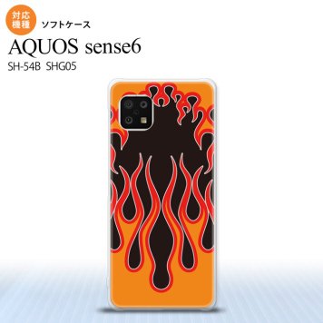 SH-54B SHG05 AQUOS sense6 スマホケース ソフトケース ファイヤー 炎 黒 赤 メンズ レディース nk-sens6-tp1304
