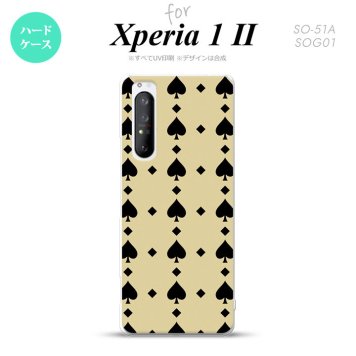 Xperia 1 II 5G スマホケース 背面カバー ストラップホール有り ハードケース トランプ スペード ベージュ 黒 ストラップホール おしゃれ かわいい かっこいい メンズ レディース nk-xp12-539