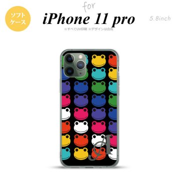 iPhone11Pro iPhone11 Pro スマホケース ソフトケース カエル かえる B 黒 +アルファベット メンズ レディース nk-i11p-tp165i