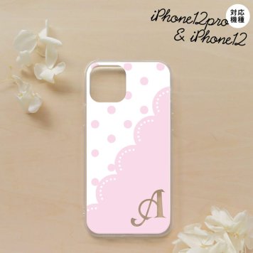 iPhone12/iPhone12pro iPhone12 / iPhone12pro スマホケース ソフトケース ドット レース A ピンク +アルファベット メンズ レディース nk-i12-tp346i