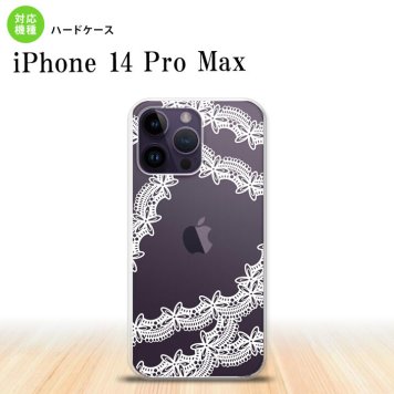 iPhone14 ProMax iPhone14 Pro Max スマホケース 背面ケース ハードケース レース 帯 B 白 2022年 9月発売 nk-i14pm-1102