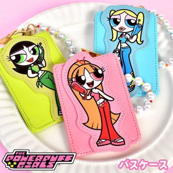 パスケース パワーパフガールズ 定期入れ パワパフ ICカードケース 定期ケース カードケース レディース 大人 女子 高校生 ブロッサム バブルス バターカップ キャラクター グッズ かわいい おしゃれ チェーン付き 縦型 薄型 通勤 FLAPPER フラッパー ピンク ブルー グリーン