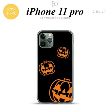 iPhone11Pro iPhone11 Pro スマホケース ソフトケース ハロウィン カボチャスタンプ 黒 メンズ レディース nk-i11p-tp404