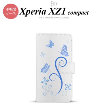 【手帳型 スマホ カバー ケース】【SO02K】【エクスペリア XZ1】手帳型 ケース SO-02K スマホ カバー Xperia XZ1 Compact エクスペリア バタフライ・蝶（C） 青 nk-004s-so02k-dr222【メール便送料無料】