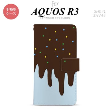 SH-04L/SHV44 AQUOS R3 手帳型スマホケース カバー アイス 青  nk-004s-r3-dr348