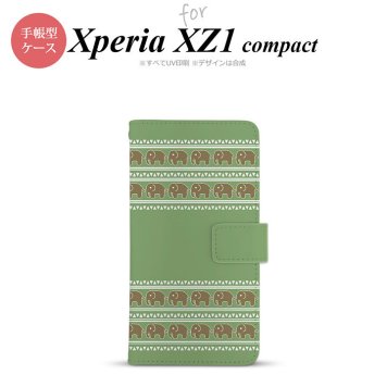 【手帳型 スマホ カバー ケース】【SO02K】【エクスペリア XZ1】手帳型 ケース SO-02K スマホ カバー Xperia XZ1 Compact エクスペリア ゾウ模様 モスグリーン nk-004s-so02k-dr693【メール便送料無料】