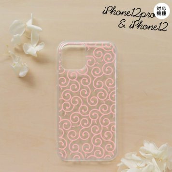 iPhone12/iPhone12pro iPhone12 / iPhone12pro スマホケース ソフトケース 唐草 クリア ピンク メンズ レディース nk-i12-tp1125