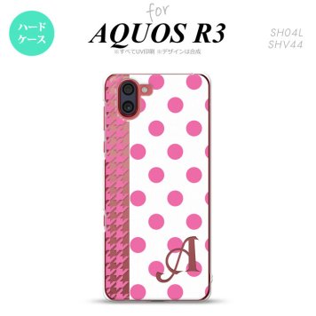 SH-04L SHV44 R3 AQUOS R3 スマホケース カバー ドット 千鳥 ピンク +アルファベット nk-r3-1511i