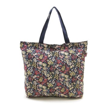 キャスキッドソン Cath Kidston トートバッグ 折りたたみ式 トート ショルダーバッグ エコバッグ LARGE FOLDAWAY TOTE 863520 ラージ フォールドアウェイ NAVY/FLOWER MEADOW ネイビー系＋フラワー 花柄