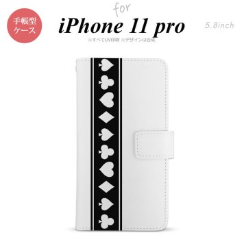 iPhone11Pro iPhone11 Pro 手帳型スマホケース カバー トランプ 帯 黒 白  nk-004s-i11p-dr523