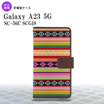 Galaxy A23 GalaxyA23 手帳型スマホケース カバー エスニック ボーダー ピンク 2022年 10月発売 nk-004s-a23-dr1561
