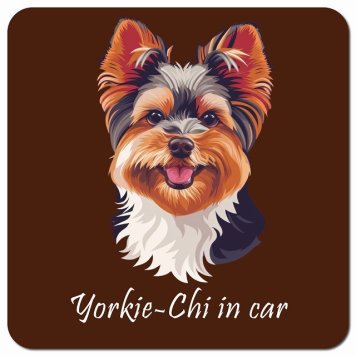 イラスト付 Dog in Car ヨーチー Aタイプ カーサイン 車 マグネットステッカー 犬 マグネット 強力 13x13cm 正方形 おしゃれ かわいい ドラレコステッカー 安全対策 危険運転 煽り運転 アニマル 動物 犬種別 屋外 防水 屋内