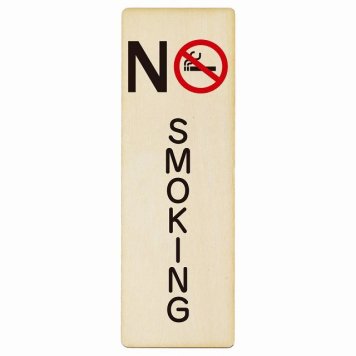 NO SMOKING Bタイプ プレート 木製 長方形 縦書き 9x27cm 安全対策 注意喚起 警告 お願い ピクトサイン 表示 案内 場所 看板 施設 おしゃれ シンプル