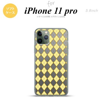 iPhone11Pro iPhone11 Pro スマホケース ソフトケース アーガイル クリア 黄 メンズ レディース nk-i11p-tp1406