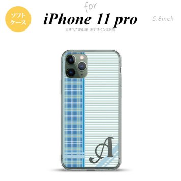 iPhone11Pro iPhone11 Pro スマホケース ソフトケース チェック ボーダー 青 +アルファベット メンズ レディース nk-i11p-tp1604i