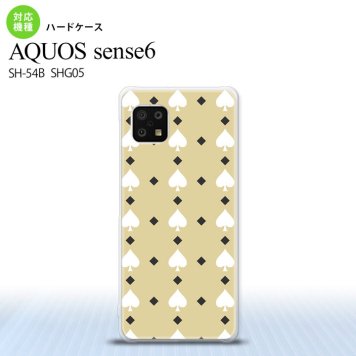 SH-54B SHG05 AQUOS sense6 スマホケース ハードケース トランプ スペード ベージュ 白 メンズ レディース nk-sens6-541
