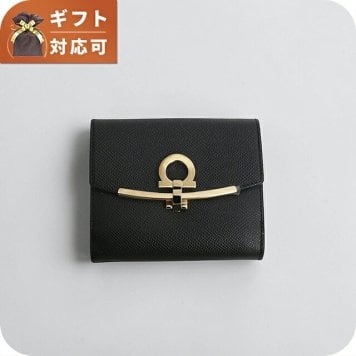 フェラガモ FERRAGAMO 二つ折り財布 二折財布 22C-877-0673998 ガンチーニ レディース ウォレット ブラック