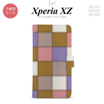 【手帳型 スマホ カバー ケース】【SO01J】【エクスペリア XZ 】手帳型 ケース SO-01J スマホ カバー XPERIA XZ エクスペリア パッチワーク風 ミックスC nk-004s-so01j-dr1673【メール便送料無料】