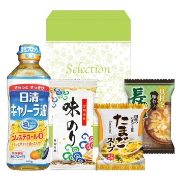 日清キャノーラ油&味のり・フリーズドライ詰合せ  ／セット・詰め合わせ 油 調味料 食品 お中元 御中元 ギフト 暑中 残暑 お盆 初盆 新盆 お供 御供 ギフト 2026 送料無料 ギフト プレゼント プチギフト 内祝い 快気祝い 出産祝い 結婚祝い 引出物 新築祝い お返し