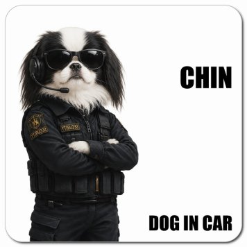名入れ可 Japanese Chin 狆 カーサイン 車 マグネット 強力 13x13cm 正方形 セキュリティガード風 ちょい悪 マグネットステッカー 犬 安全対策 煽り運転 屋外 防水 屋内