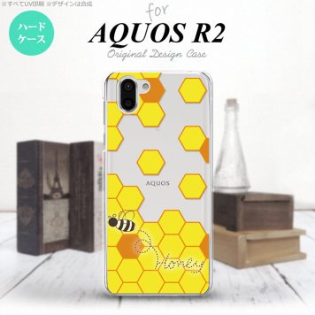 AQUOS R2 アクオス アール2 SH-03K SHV42 専用 スマホケース カバー ハードケース ハニー クリア×黄 nk-r2-1685[スマホ,スマホケース,スマホカバー,ケース,カバー,ジャケット]